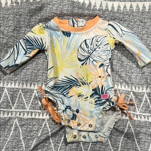 Ruffle Butts Floral Long Sleeve Swimsuit